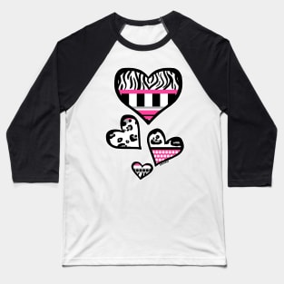 Hot Pink Y2K Busy Stripes Baseball T-Shirt